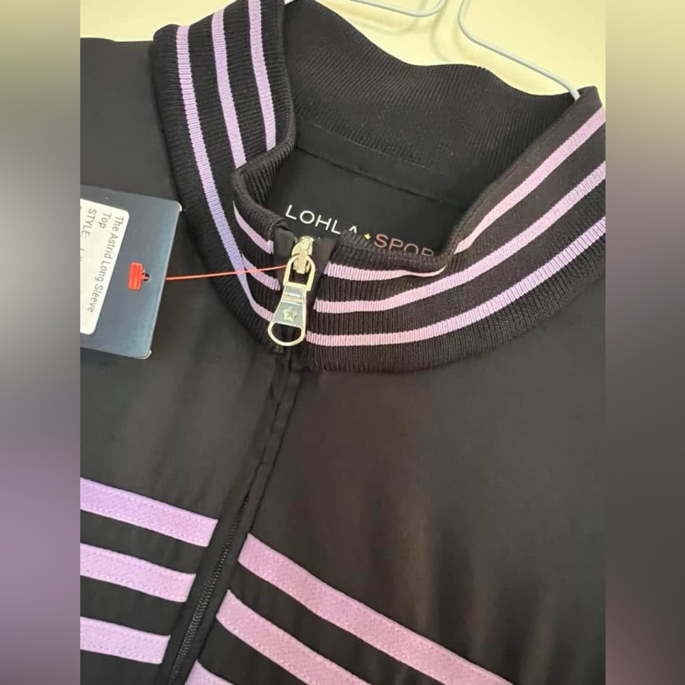 NWT Lohla Sport ladies golf black/lilac 1/4 zip, size L. - Picture 4 of 4